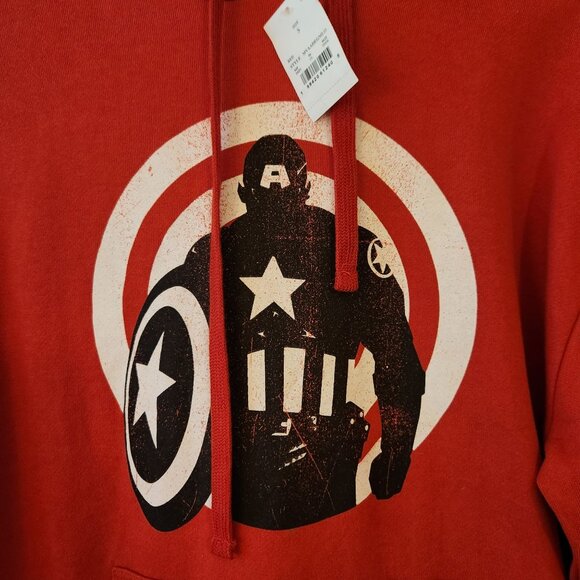 Captain America Red Hoodie Sweatshirt Marvel Size Small NWT - Picture 2 of 10
